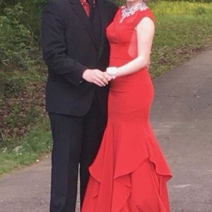 Red Mermaid Elizabeth K. gown.